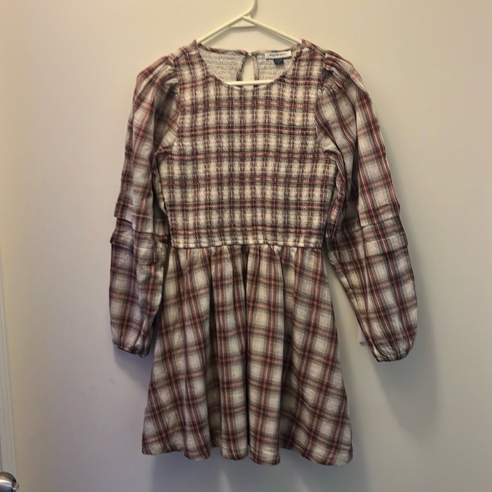 AE Long-Sleeve High Neck Plaid Mini Dress size XS